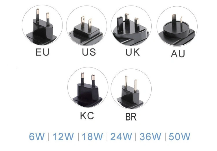 OEM 5V 6V 12V 24V 500mA 1000mA 0.5A 1A 2A Wall Mount Switching Power Adapter AC DC Power Adapter with CE UL GS Kc FCC